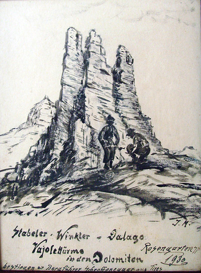 Dolomiten Zeichnung 1930