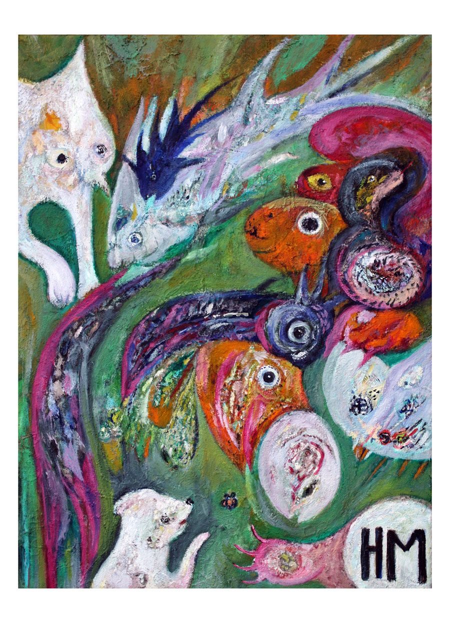 Flocke groß Gemälde Tierszene 2016