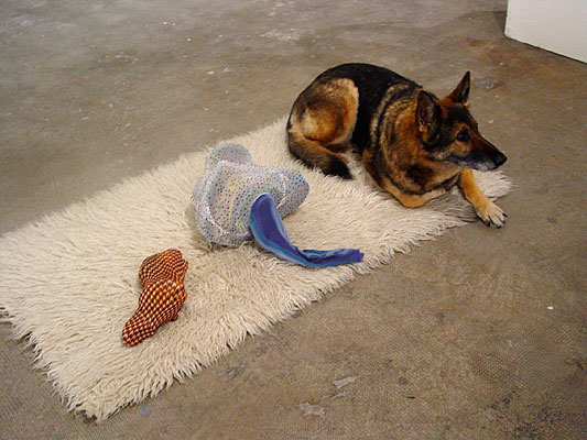 mit Hund auf Teppich