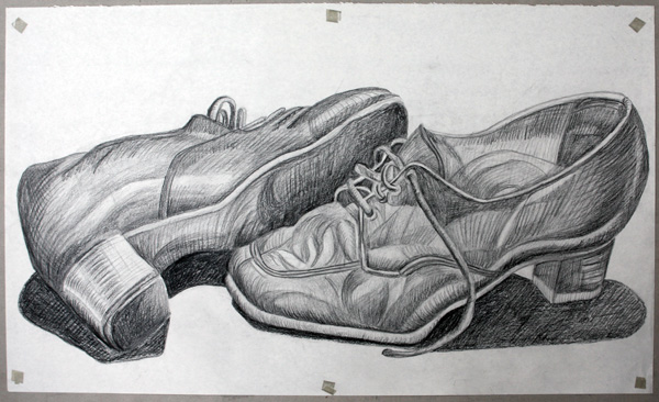 Zeichnung Naturstudie Schuhe Grafit