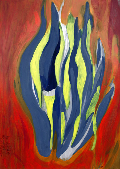 Acrylstudie blaugelbes Venus Feuer