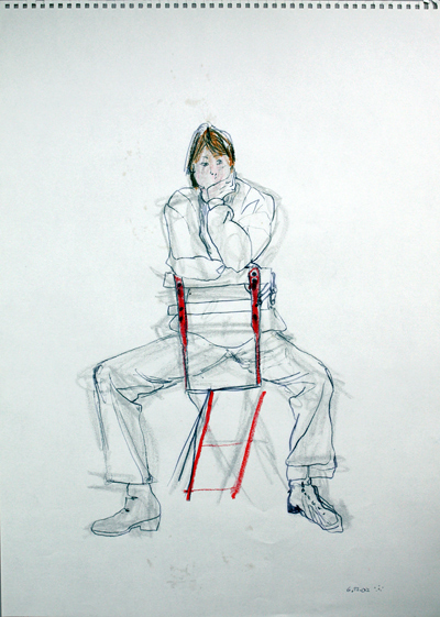 Corinna Zeichnung mit Stuhl